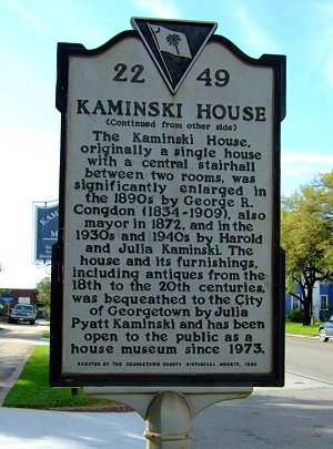 Kaminski House Marker, Georgetown, SC